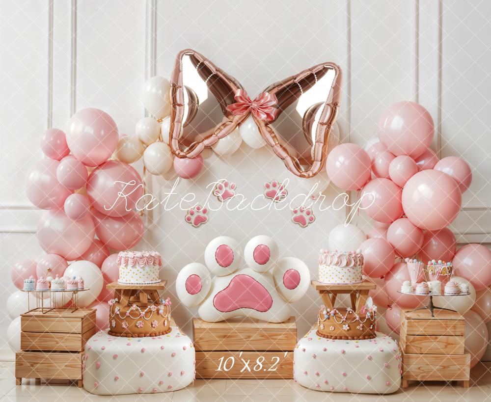 Kate Pattes Nœud Ballon Gâteau Rose Toile de fond conçue par Emetselch - Kate Backdrop FR