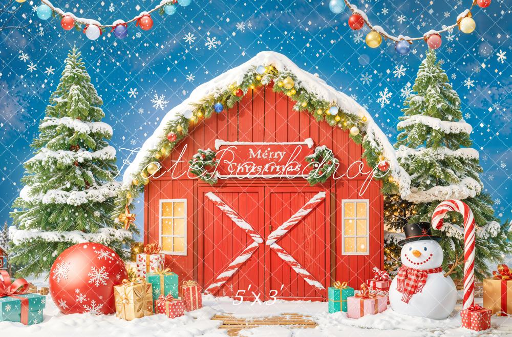 Kate Noël Grange Bonhomme de neige Toile de fond conçue par Chain Photographie - Kate Backdrop FR