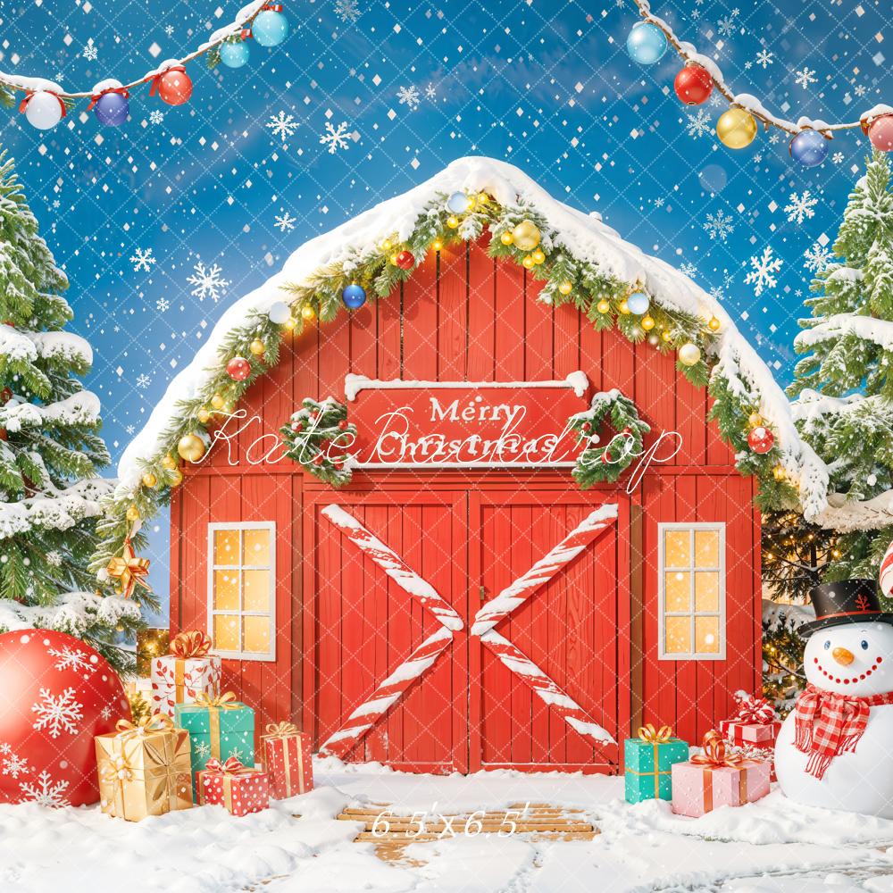 Kate Noël Grange Bonhomme de neige Toile de fond conçue par Chain Photographie - Kate Backdrop FR