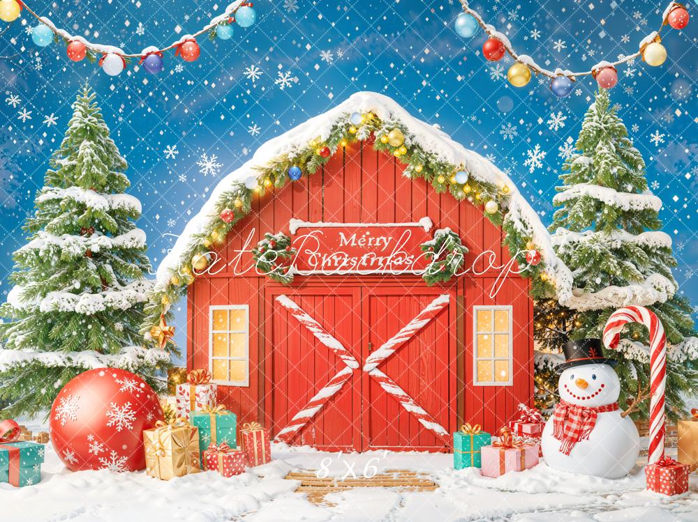 Kate Noël Grange Bonhomme de neige Toile de fond conçue par Chain Photographie - Kate Backdrop FR