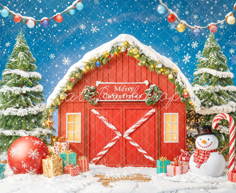Kate Noël Grange Bonhomme de neige Toile de fond conçue par Chain Photographie - Kate Backdrop FR
