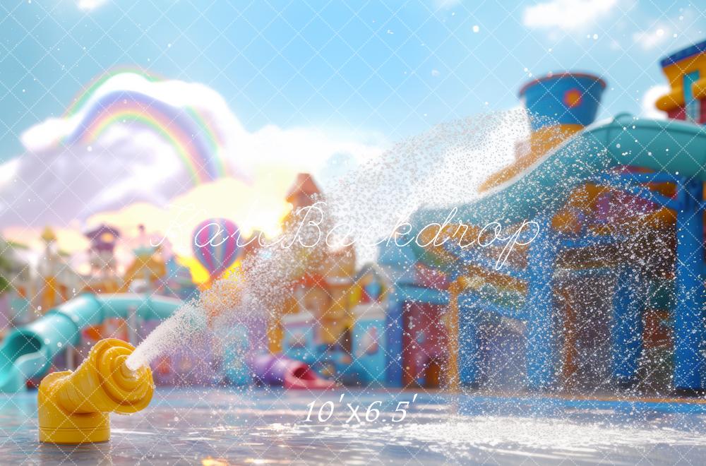 Kate Été Parc aquatique Arc-en-ciel Enfant Toile de fond conçue par Mini MakeBelieve - Kate Backdrop FR