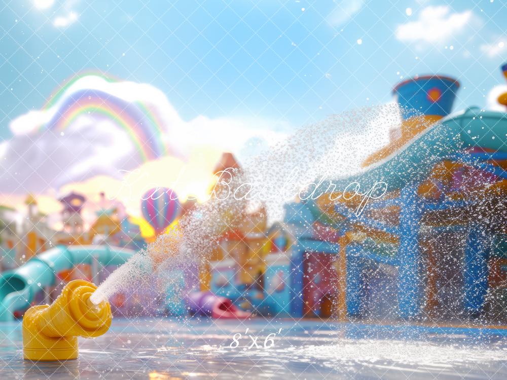 Kate Été Parc aquatique Arc-en-ciel Enfant Toile de fond conçue par Mini MakeBelieve - Kate Backdrop FR