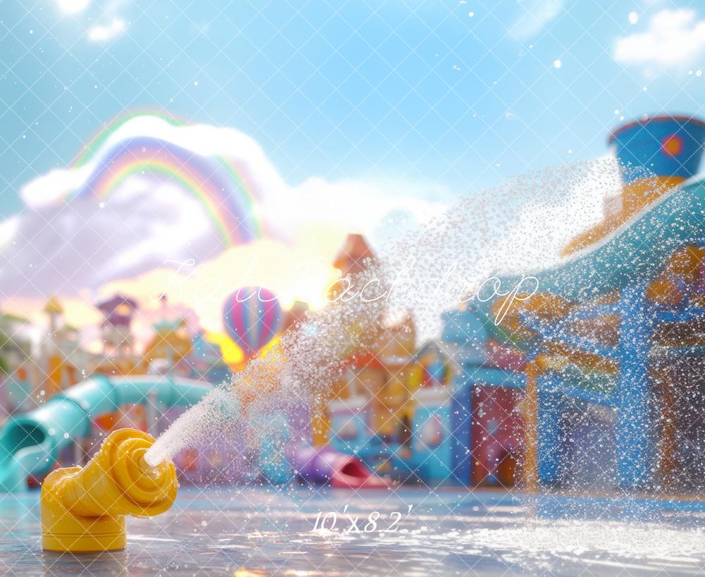 Kate Été Parc aquatique Arc-en-ciel Enfant Toile de fond conçue par Mini MakeBelieve - Kate Backdrop FR