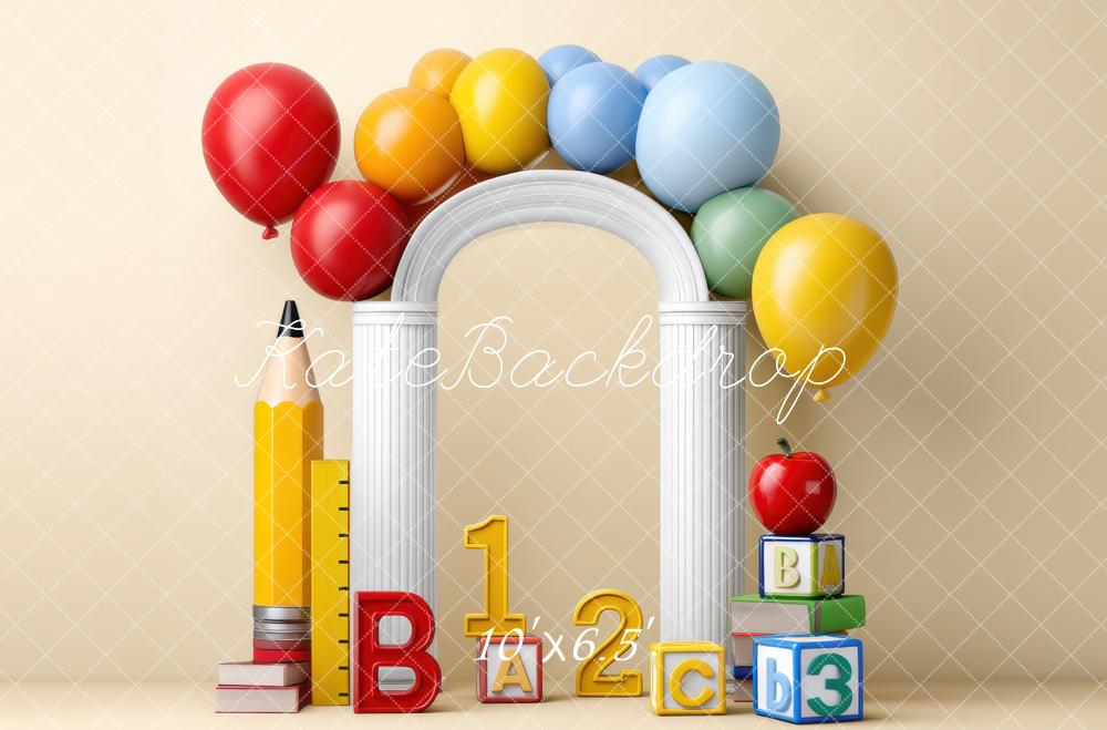 Kate Scolaire Ballon Arche Crayon Toile de fond conçue par Mini MakeBelieve