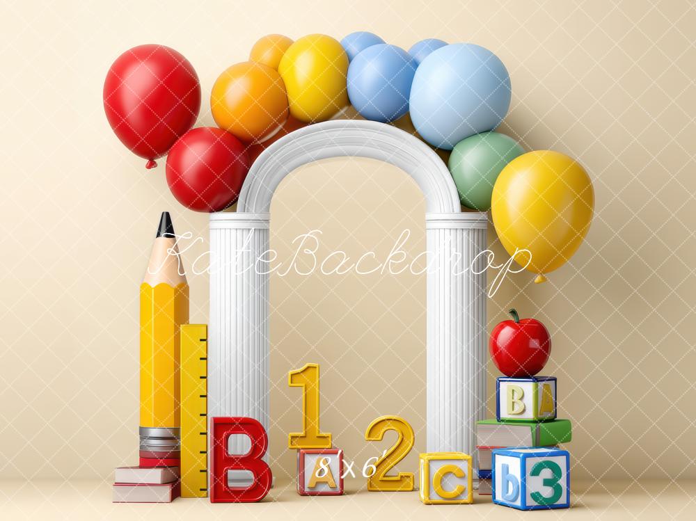 Kate Scolaire Ballon Arche Crayon Toile de fond conçue par Mini MakeBelieve