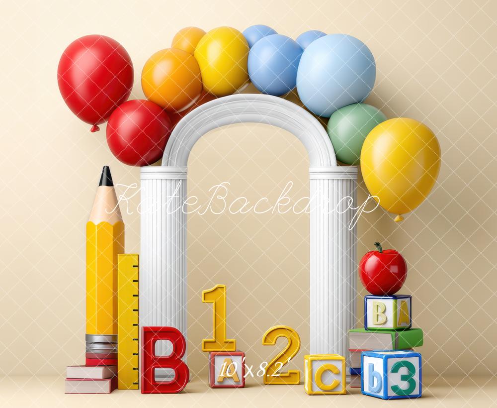 Kate Scolaire Ballon Arche Crayon Toile de fond conçue par Mini MakeBelieve