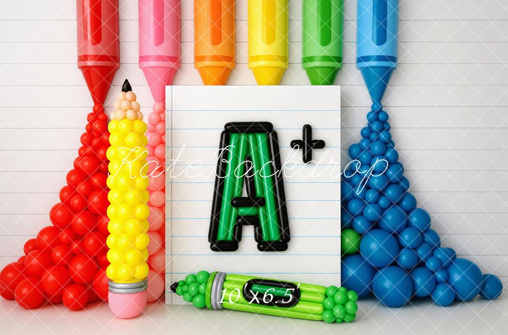 Kate Scolaire Coloré Crayon A+ Ballons Toile de fond conçue par Patty Roberts