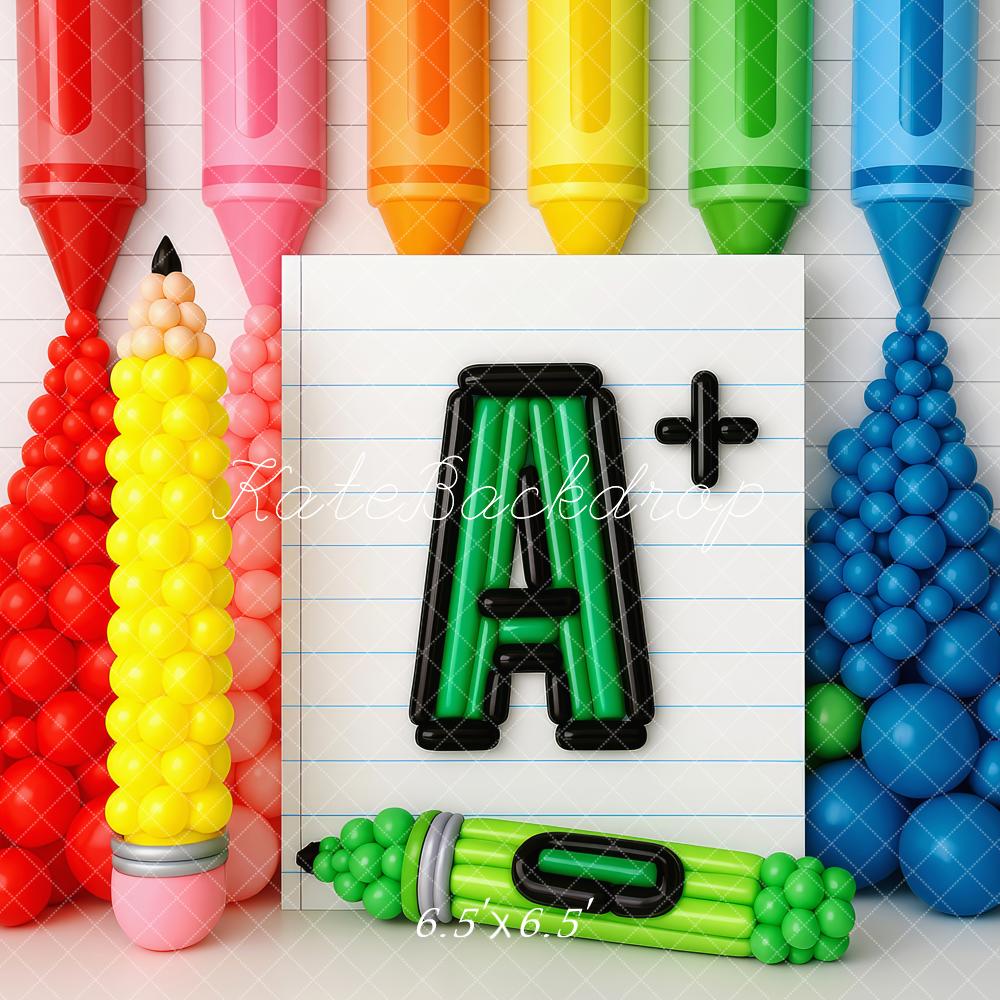Kate Scolaire Coloré Crayon A+ Ballons Toile de fond conçue par Patty Roberts