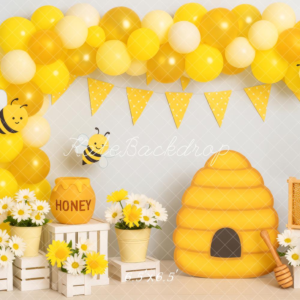 Kate Anniversaire Ruche Nid d'abeille Ballon Toile de fond conçue par Patty Roberts - Kate Backdrop FR