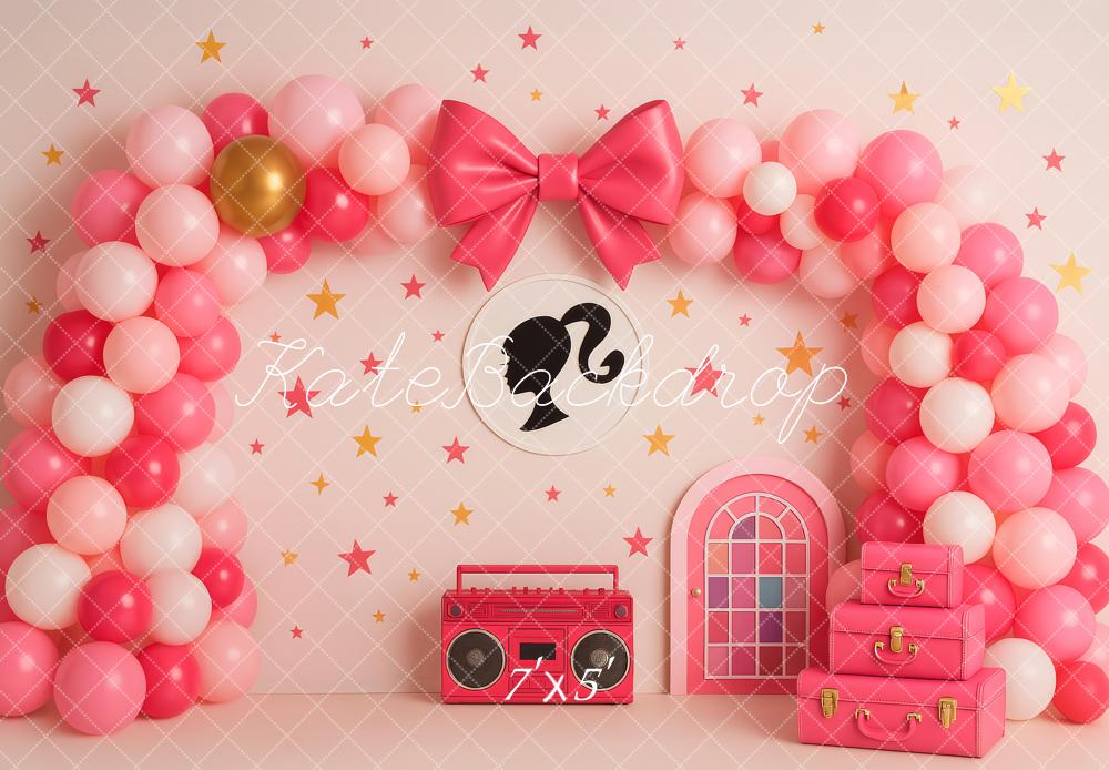 Kate Anniversaire Rose Années 80 Ballons Toile de fond conçue par Patty Roberts - Kate Backdrop FR