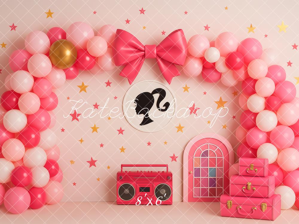 Kate Anniversaire Rose Années 80 Ballons Toile de fond conçue par Patty Roberts - Kate Backdrop FR