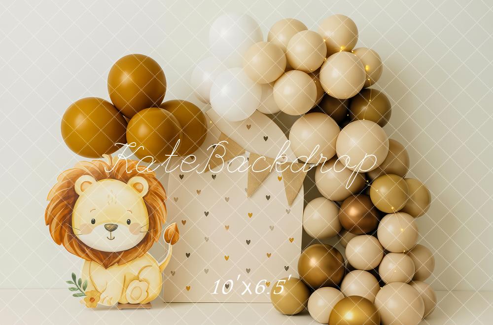 Kate Anniversaire Safari Lion Ballons Toile de fond conçue par Patty Roberts - Kate Backdrop FR