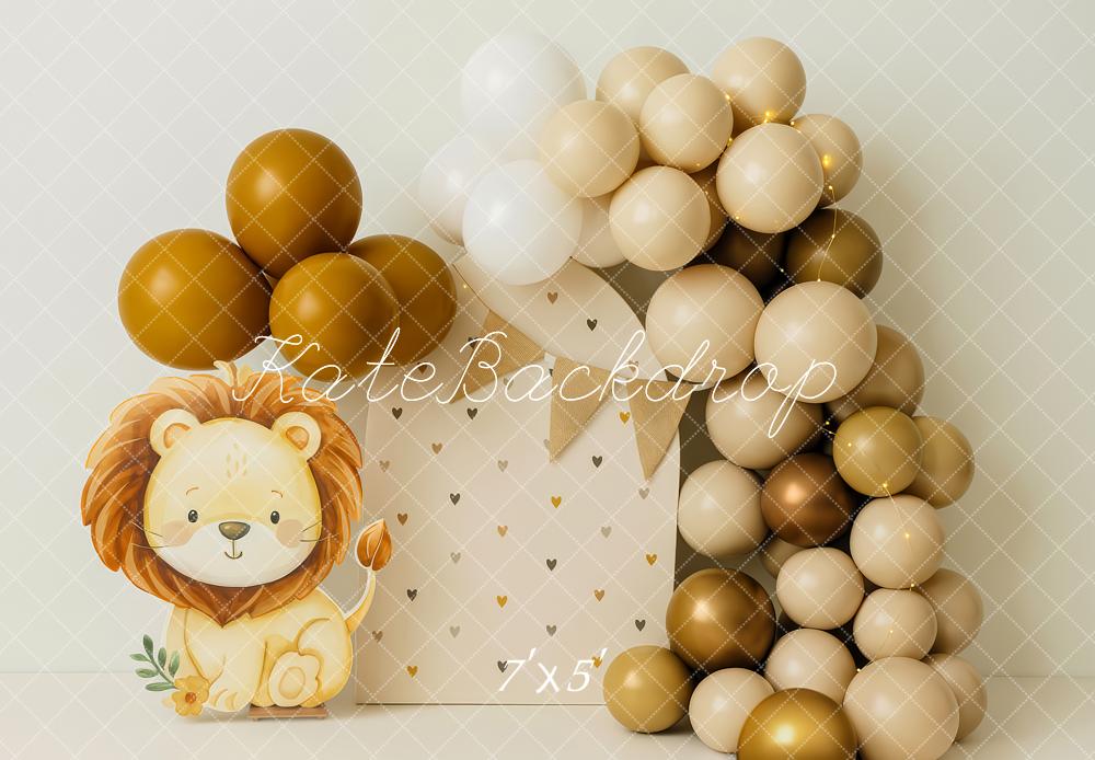 Kate Anniversaire Safari Lion Ballons Toile de fond conçue par Patty Roberts - Kate Backdrop FR