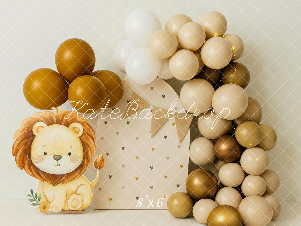 Kate Anniversaire Safari Lion Ballons Toile de fond conçue par Patty Roberts - Kate Backdrop FR