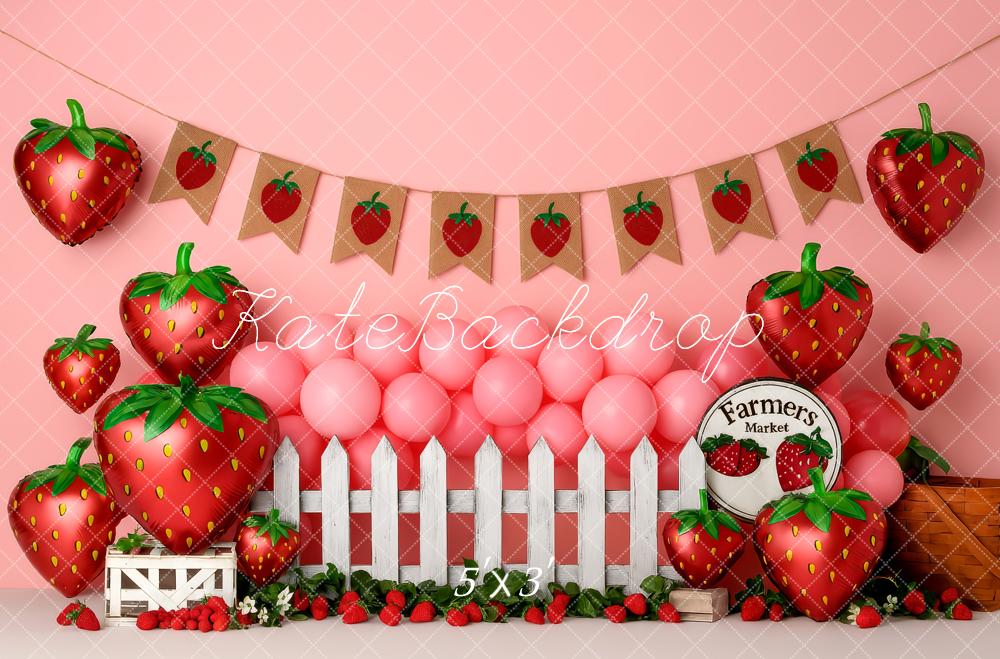 Kate Anniversaire Fraises Marché Toile de fond conçue par Patty Roberts - Kate Backdrop FR