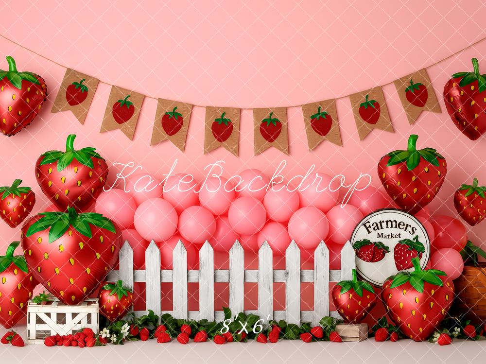 Kate Anniversaire Fraises Marché Toile de fond conçue par Patty Roberts - Kate Backdrop FR