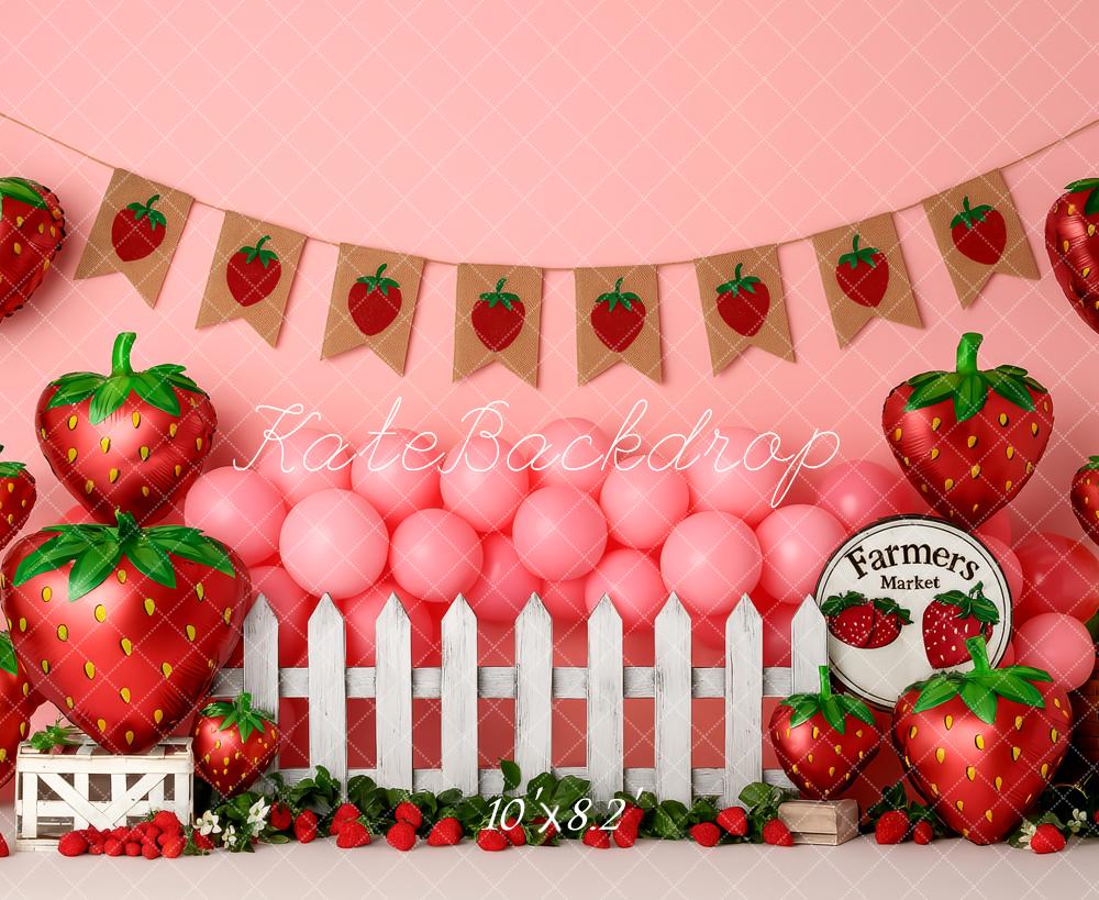 Kate Anniversaire Fraises Marché Toile de fond conçue par Patty Roberts - Kate Backdrop FR