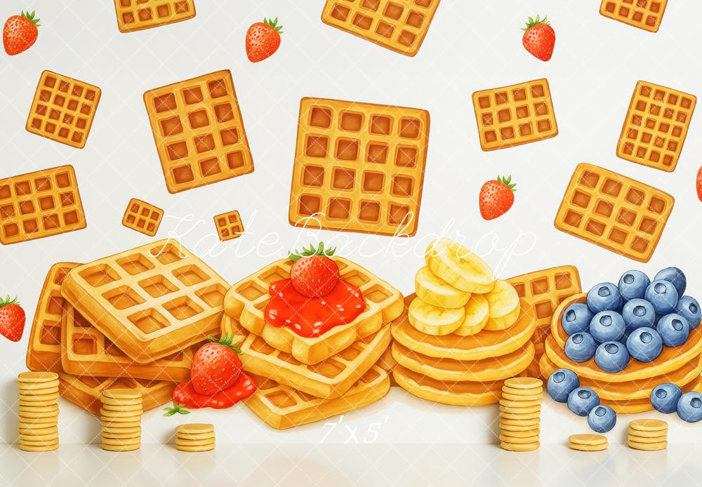 Kate Anniversaire Gaufre Baies Petit-déjeuner Toile de fond conçue par Patty Roberts - Kate Backdrop FR