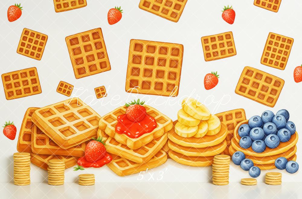 Kate Anniversaire Gaufre Baies Petit-déjeuner Toile de fond conçue par Patty Roberts - Kate Backdrop FR