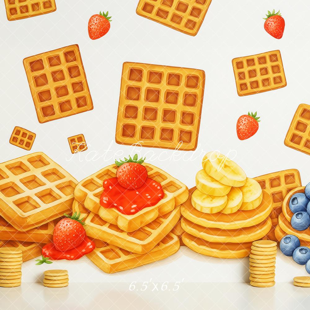 Kate Anniversaire Gaufre Baies Petit-déjeuner Toile de fond conçue par Patty Roberts - Kate Backdrop FR