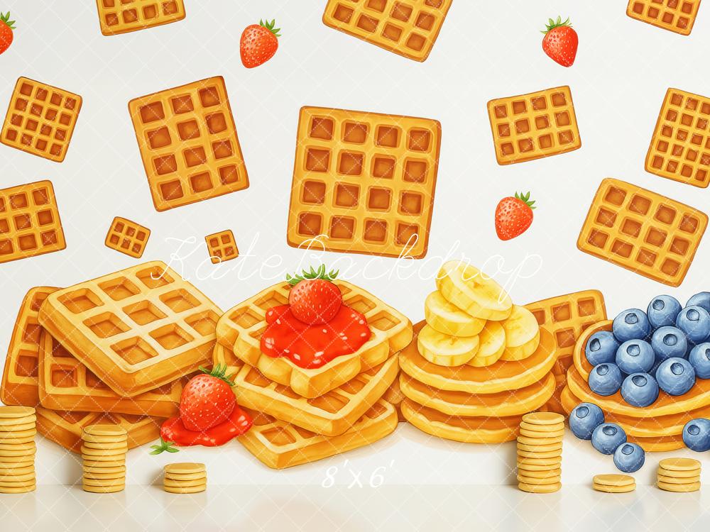 Kate Anniversaire Gaufre Baies Petit-déjeuner Toile de fond conçue par Patty Roberts - Kate Backdrop FR