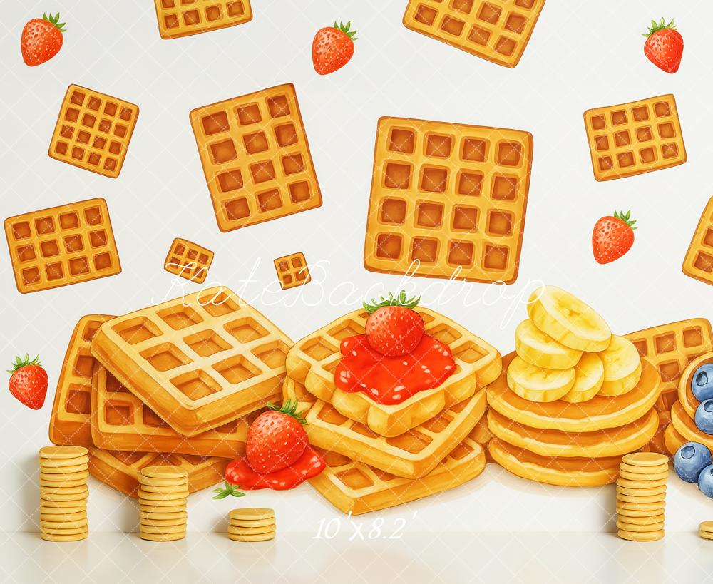 Kate Anniversaire Gaufre Baies Petit-déjeuner Toile de fond conçue par Patty Roberts - Kate Backdrop FR