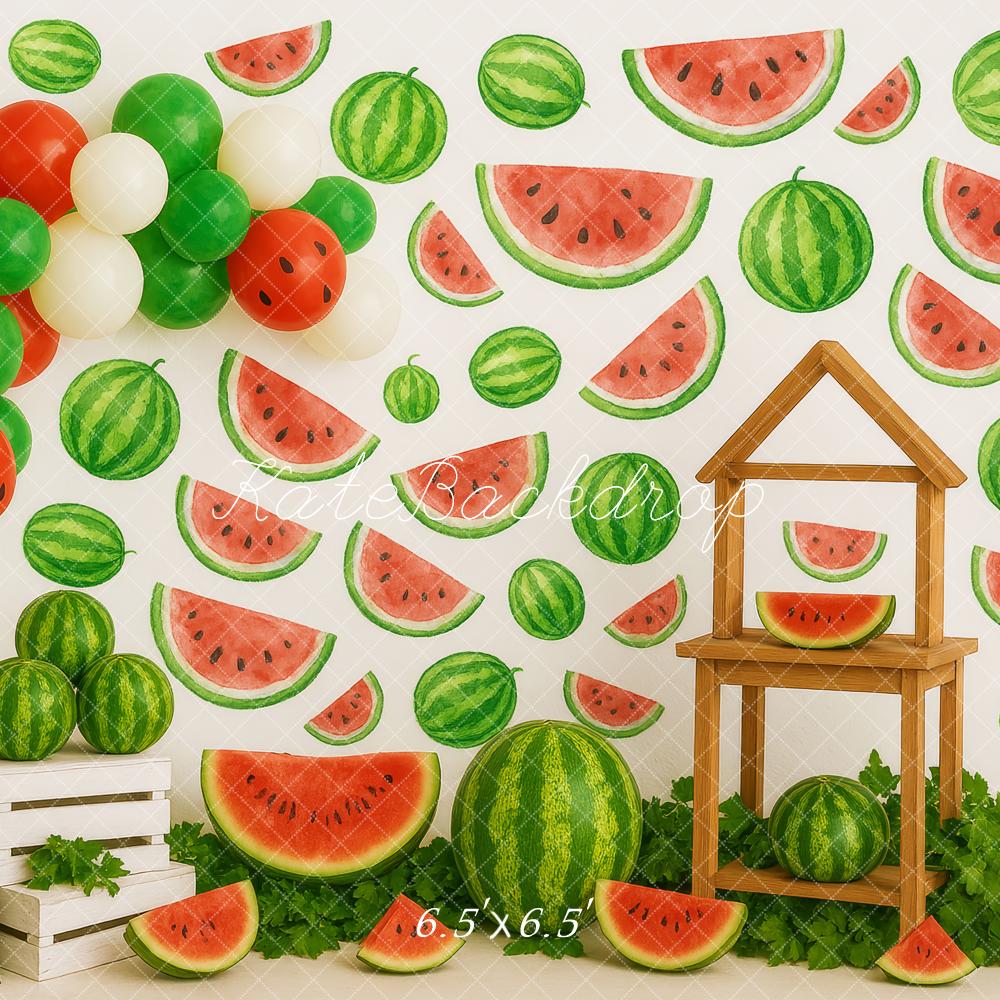 Kate Anniversaire Pastèque Été Ballon Toile de fond conçue par Patty Roberts - Kate Backdrop FR