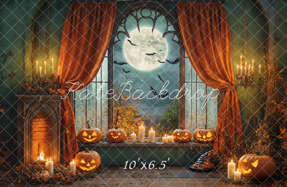 Kate Halloween Citrouille Bougie Lune Toile de fond conçue par Chain Photographie - Kate Backdrop FR