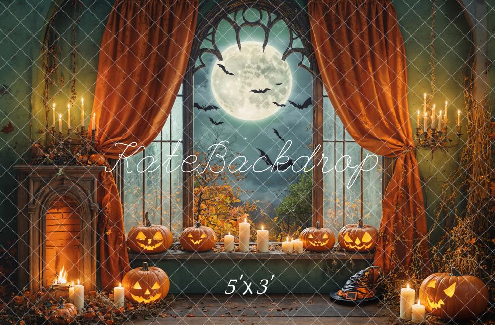 Kate Halloween Citrouille Bougie Lune Toile de fond conçue par Chain Photographie - Kate Backdrop FR