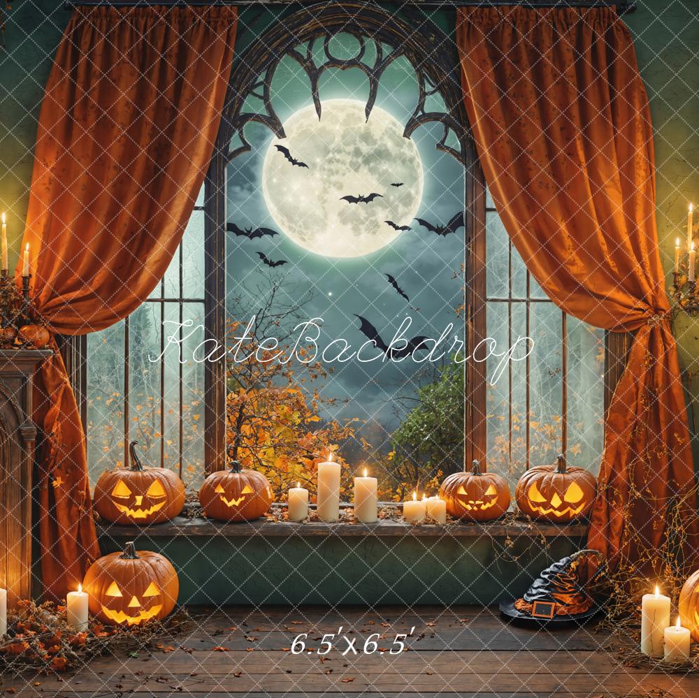 Kate Halloween Citrouille Bougie Lune Toile de fond conçue par Chain Photographie - Kate Backdrop FR