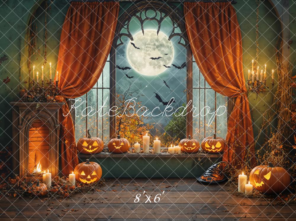 Kate Halloween Citrouille Bougie Lune Toile de fond conçue par Chain Photographie - Kate Backdrop FR