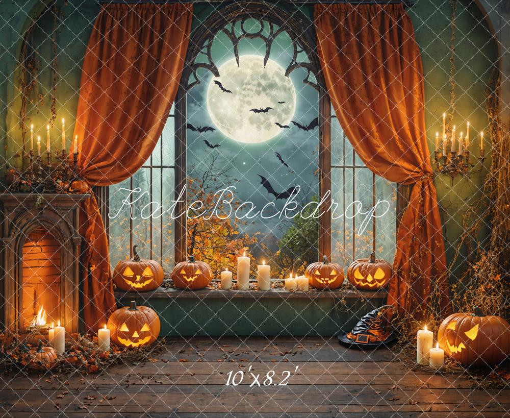Kate Halloween Citrouille Bougie Lune Toile de fond conçue par Chain Photographie - Kate Backdrop FR
