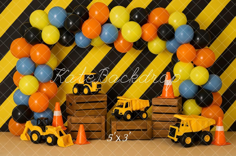 Kate Chantier de Construction Ballon Enfant Toile de fond conçue par Patty Roberts - Kate Backdrop FR
