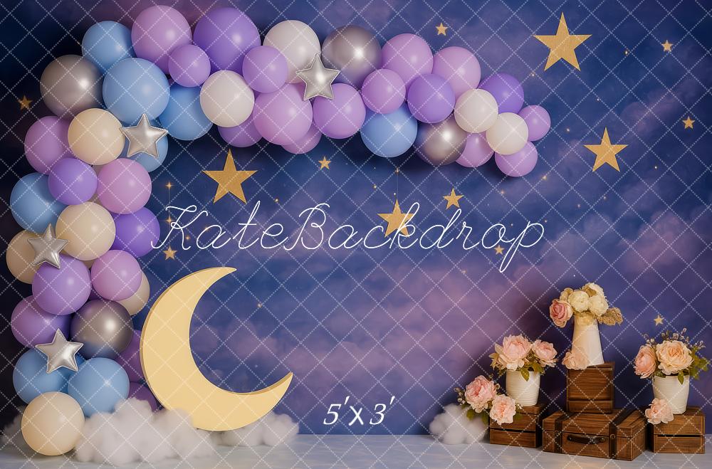 Kate Lune Étoiles Ballon Anniversaire Toile de fond conçue par Patty Roberts