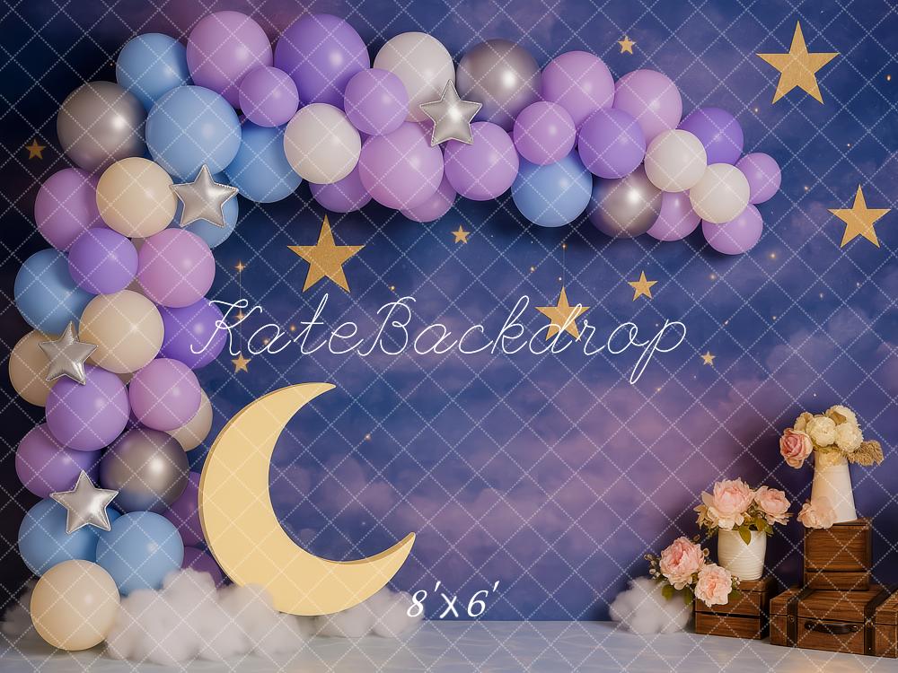 Kate Lune Étoiles Ballon Anniversaire Toile de fond conçue par Patty Roberts
