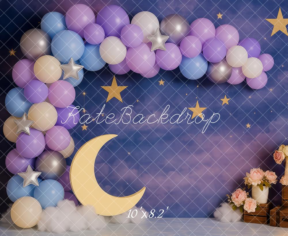 Kate Lune Étoiles Ballon Anniversaire Toile de fond conçue par Patty Roberts