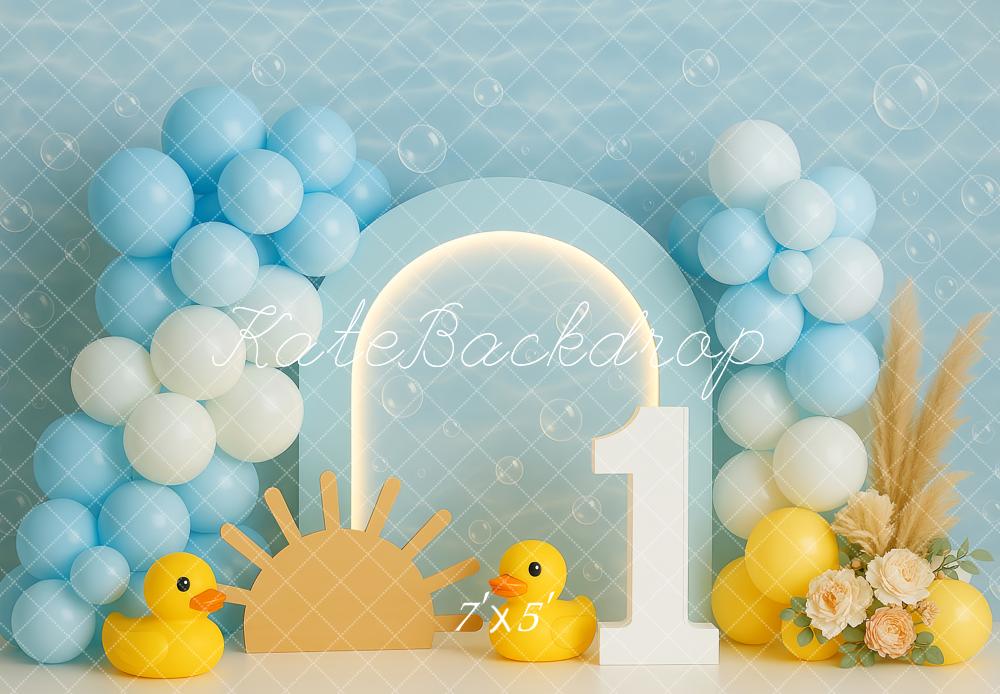 Kate 1er anniversaire Canard Ballon Arche Toile de fond conçue par Patty Roberts - Kate Backdrop FR