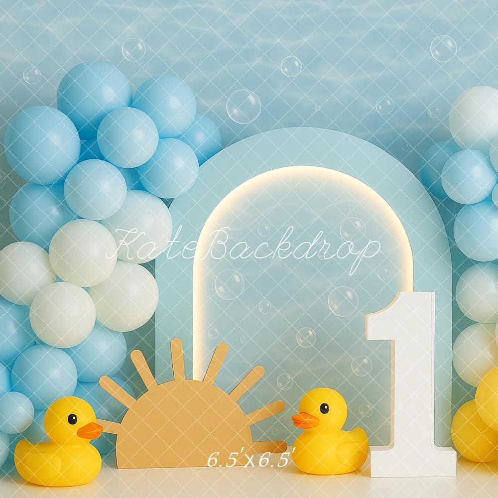 Kate 1er anniversaire Canard Ballon Arche Toile de fond conçue par Patty Roberts - Kate Backdrop FR