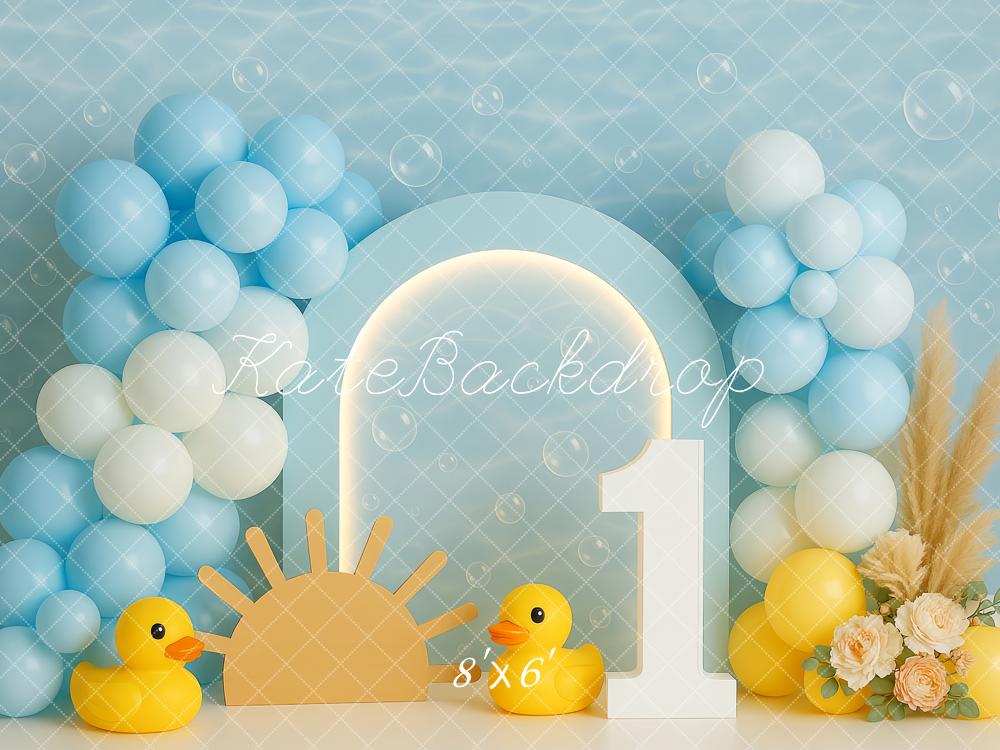 Kate 1er anniversaire Canard Ballon Arche Toile de fond conçue par Patty Roberts - Kate Backdrop FR