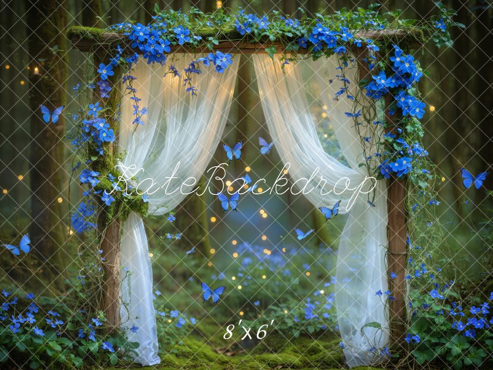 Kate Forêt Fleurs Bleues Conte de fées Toile de fond conçue par Chain Photographie - Kate Backdrop FR