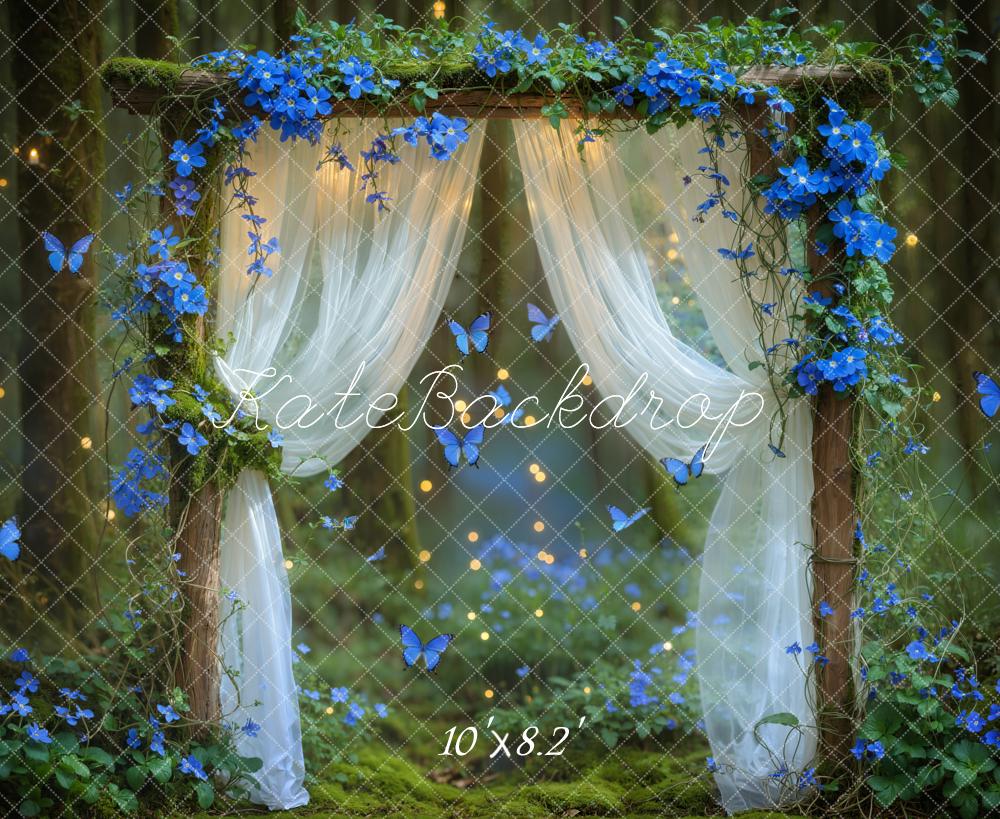 Kate Forêt Fleurs Bleues Conte de fées Toile de fond conçue par Chain Photographie - Kate Backdrop FR