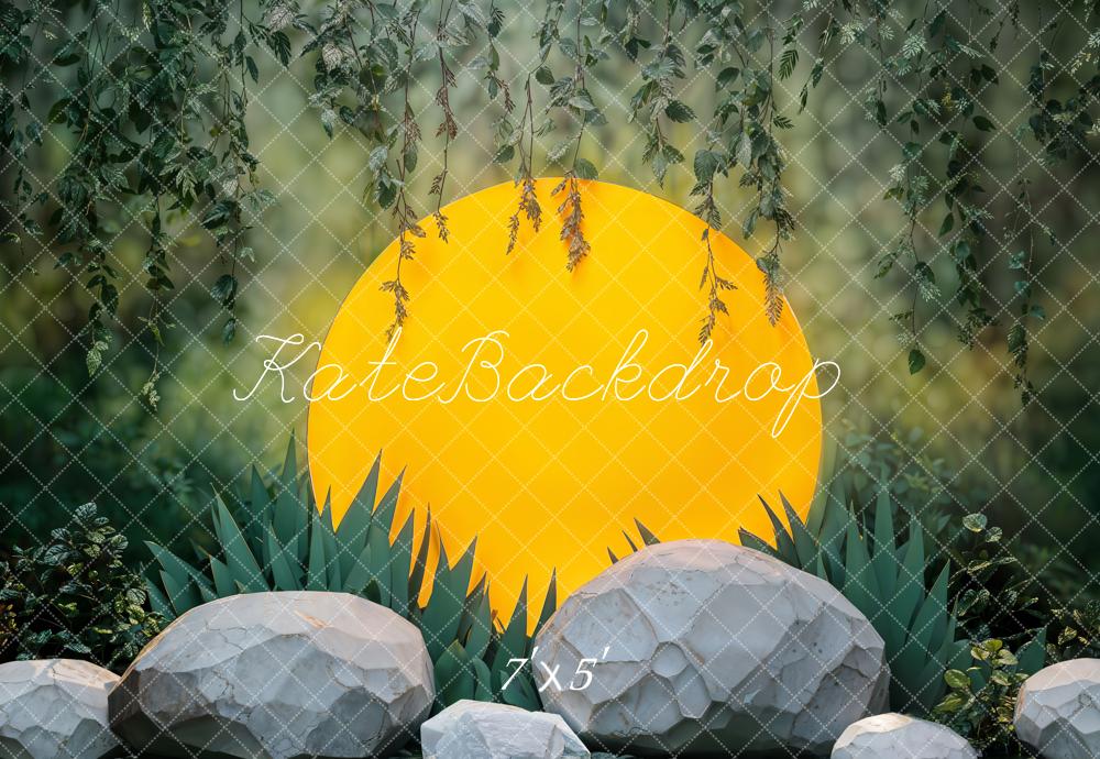 Kate Été Jungle Soleil Rochers Verdure Toile de fond conçue par Chain Photographie