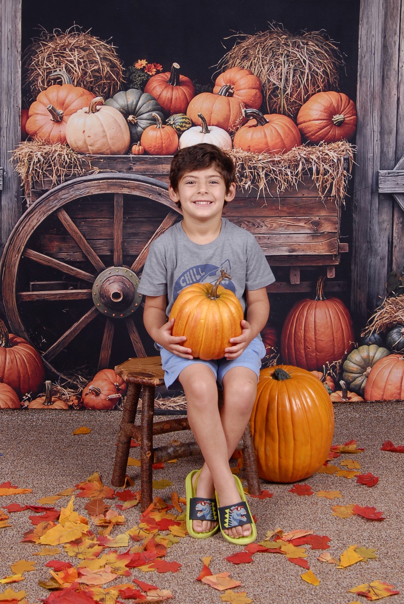 Kate Automne Citrouilles Chariot Grange Porte Toile de fond conçue par Emetselch - Kate Backdrop FR