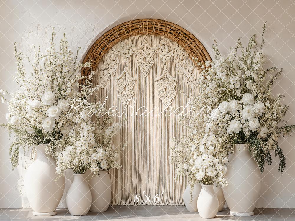 Kate Bohème Macramé Fleur Vase Arche Toile de fond conçue par Emetselch - Kate Backdrop FR