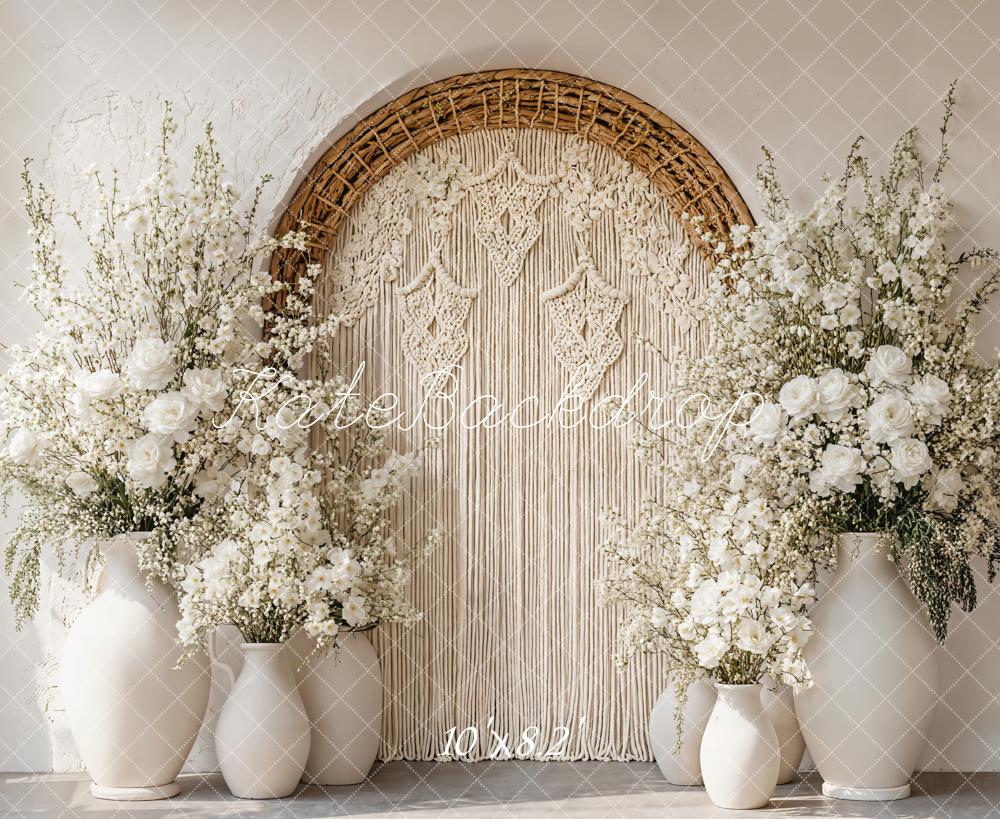 Kate Bohème Macramé Fleur Vase Arche Toile de fond conçue par Emetselch - Kate Backdrop FR