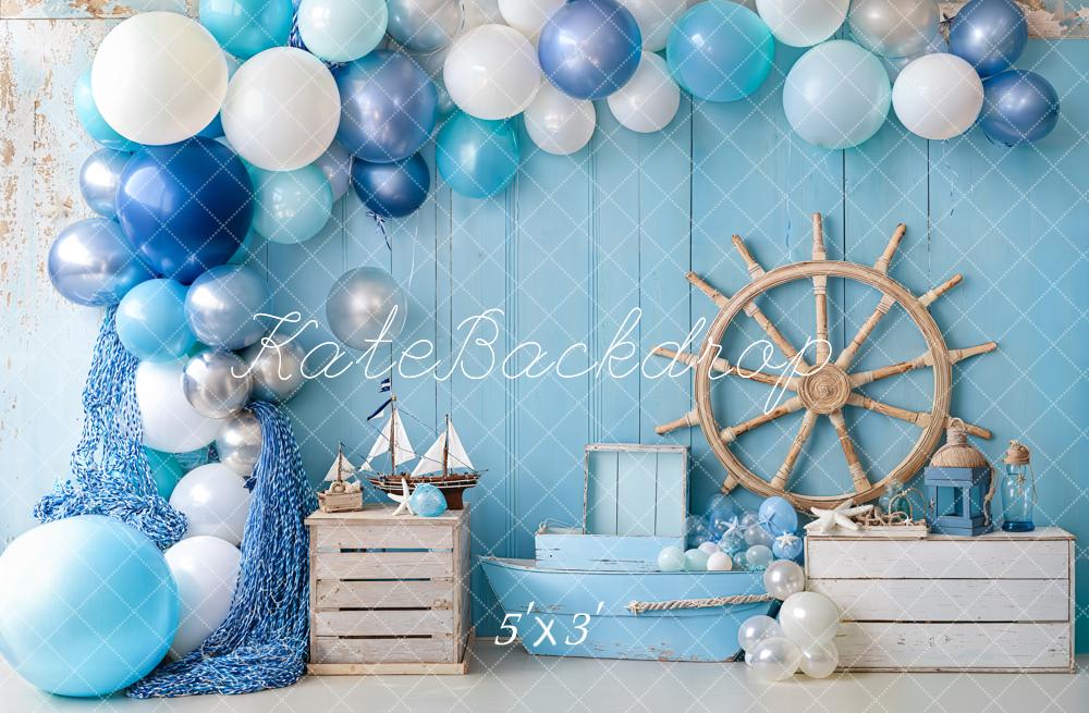 Kate Anniversaire Nautique Ballons Voilier Toile de fond conçue par Emetselch - Kate Backdrop FR