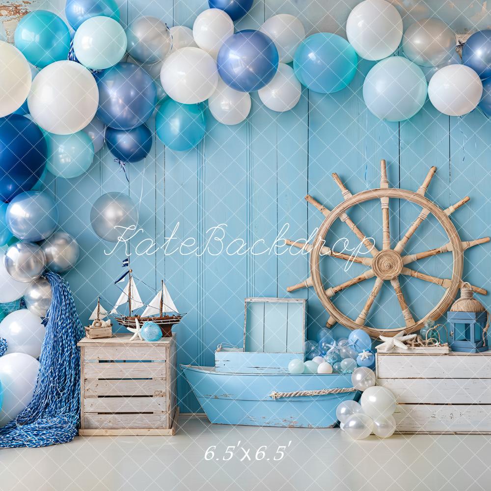 Kate Anniversaire Nautique Ballons Voilier Toile de fond conçue par Emetselch - Kate Backdrop FR