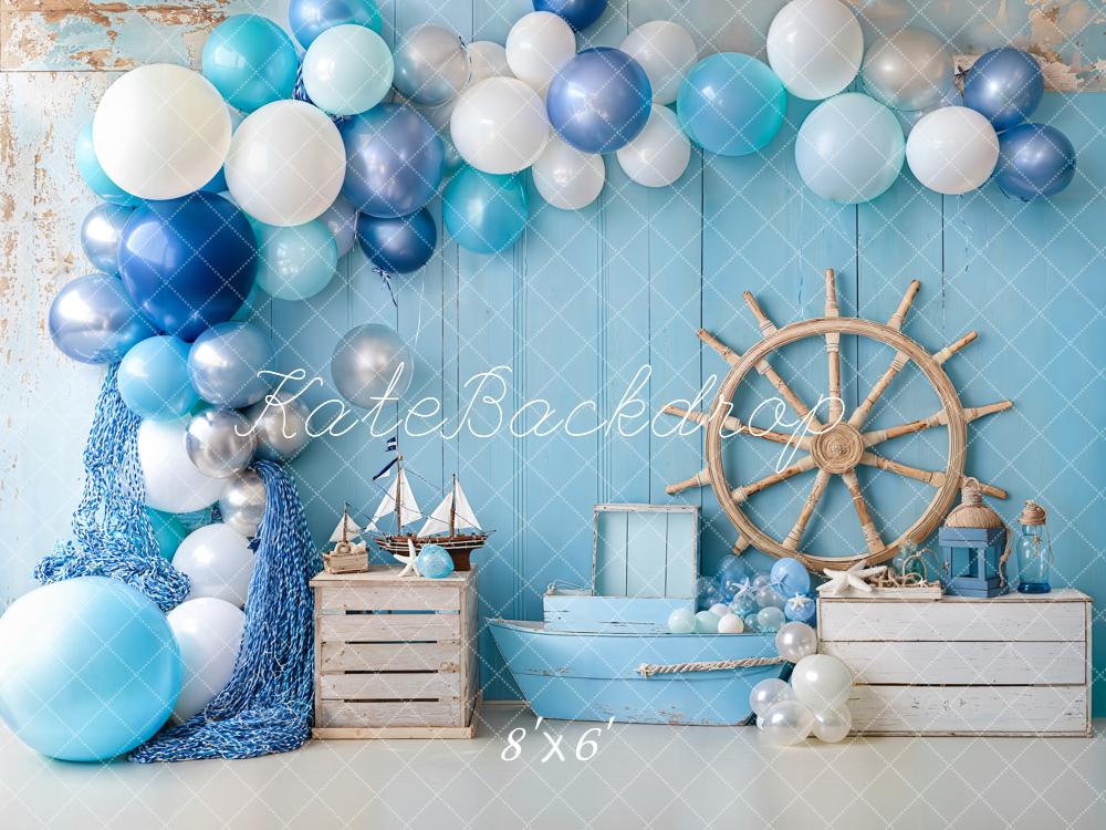 Kate Anniversaire Nautique Ballons Voilier Toile de fond conçue par Emetselch - Kate Backdrop FR