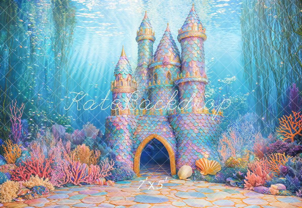 Kate Mer Château Sirène Corail Anniversaire Toile de fond conçue par Emetselch - Kate Backdrop FR